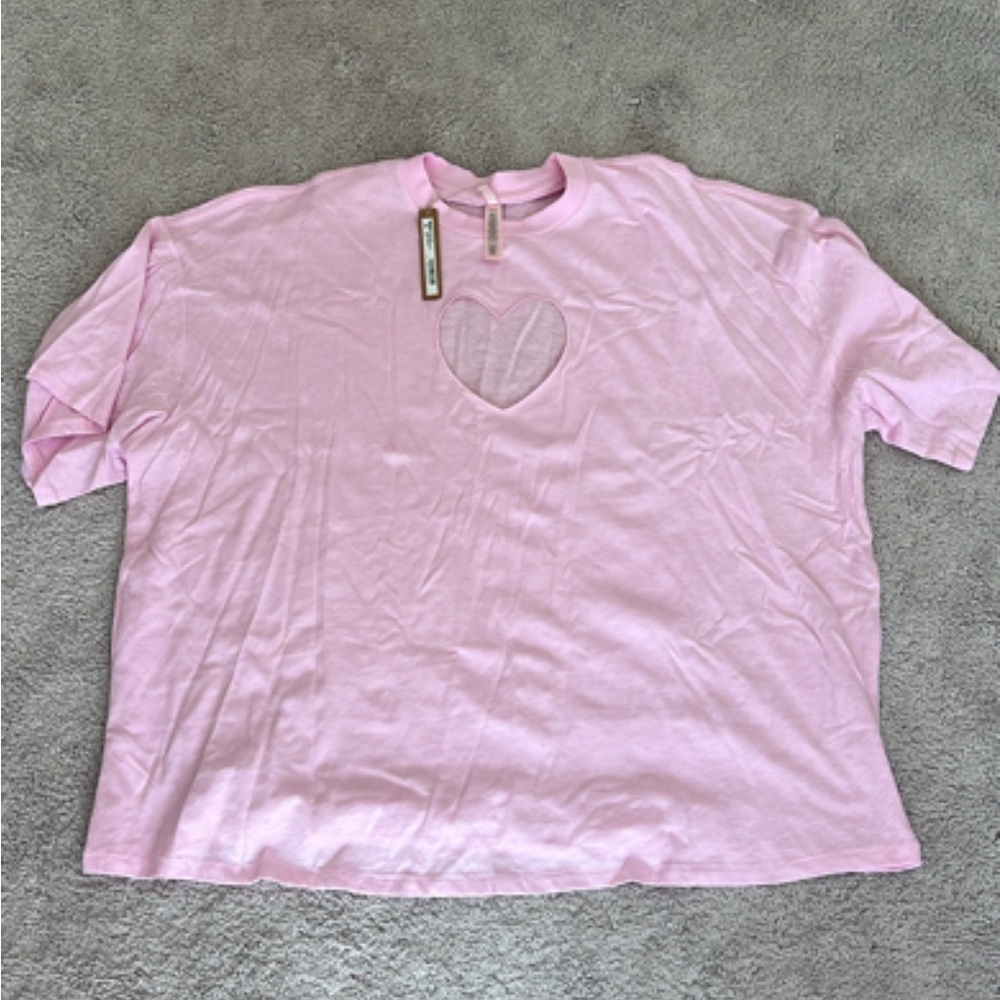 SKIMS Pink Jersey Lounge tee with Heart Detail - Picture 4 of 4
